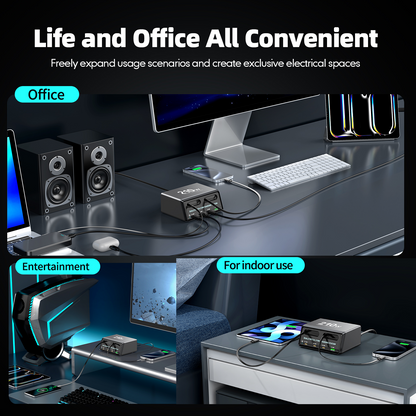 Charging Station with USB-C Cable OEM WLX-60E, 210W, 3A, 1 x USB-A - 3 x USB-C, Gray