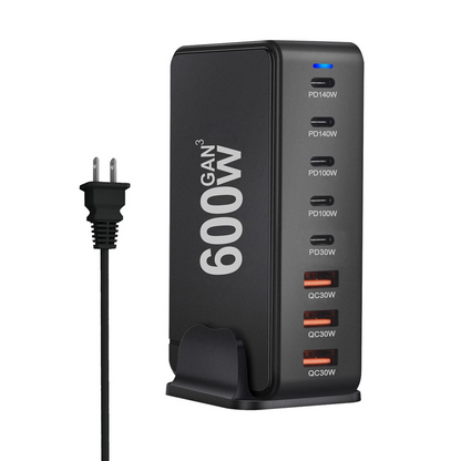 OEM Station Charger, 600W, 4 x USB-A - 4 x USB-C, Black