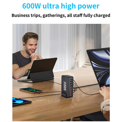 OEM Station Charger, 600W, 4 x USB-A - 4 x USB-C, Black