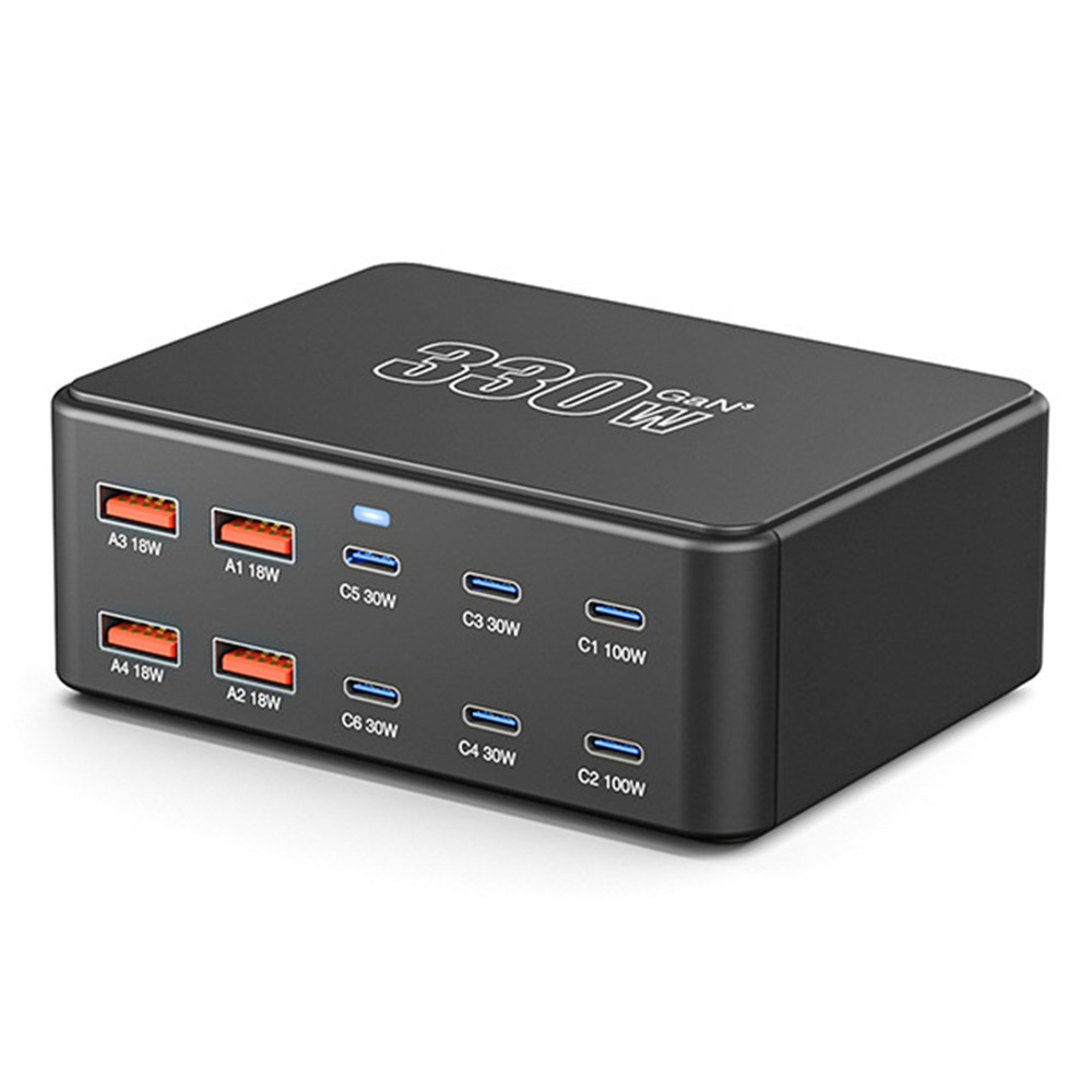 OEM HW66 Station Charger, 330W, 5A, 4 x USB-A - 6 x USB-C, Black