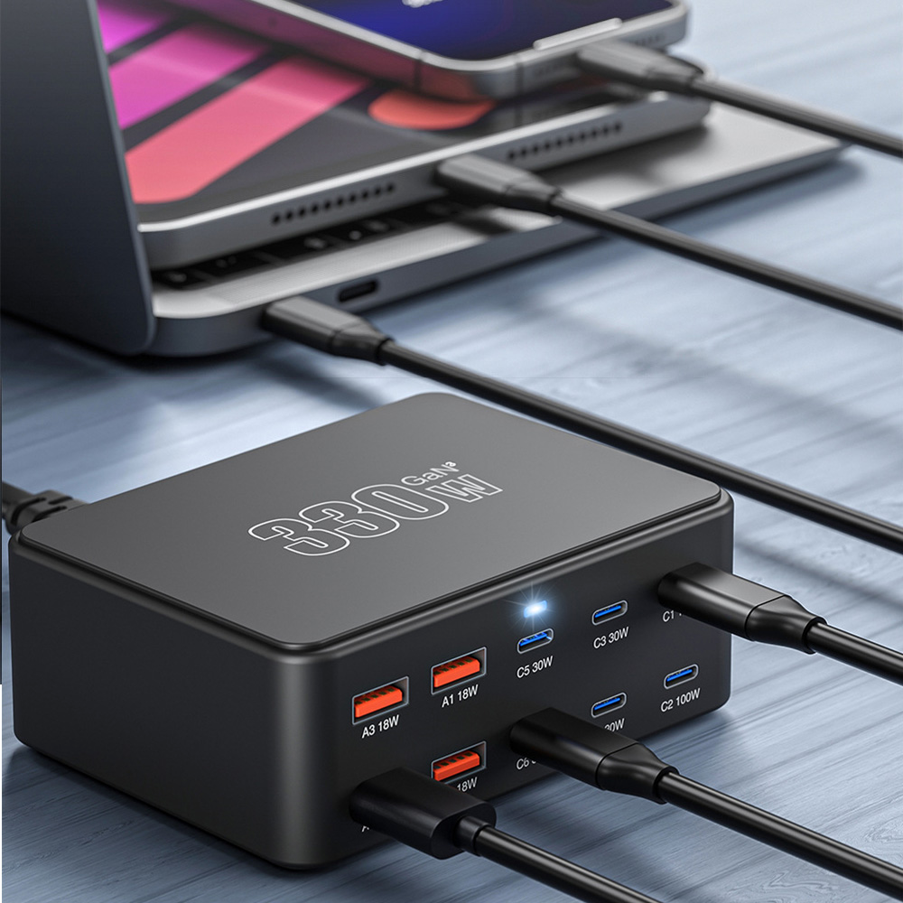 OEM HW66 Station Charger, 330W, 5A, 4 x USB-A - 6 x USB-C, Black