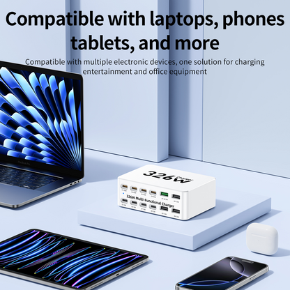 OEM Station Charger WLX-818E, 326W, 3.25A, 4 x USB-A - 8 x USB-C, White