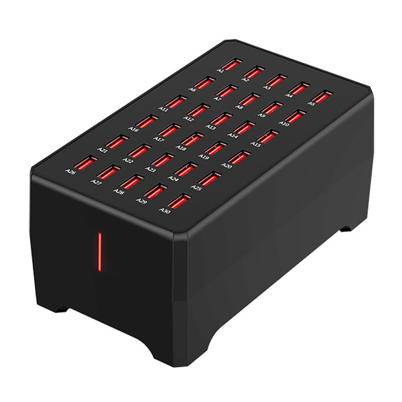 OEM WT-268 Station Charger, 150W, 2.4A, 30 x USB-A, Black