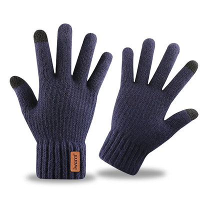 Iwarm ST0016 Winter Touchscreen Gloves, Size 22cm, Navy Blue