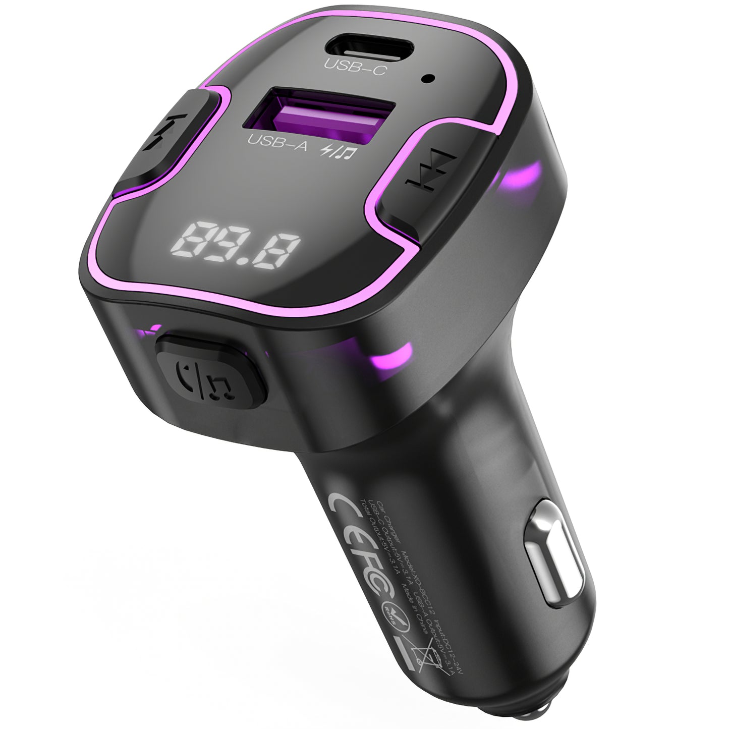FM Bluetooth Modulator XO Design BCC12, 1 x USB-A - 1 x USB-C