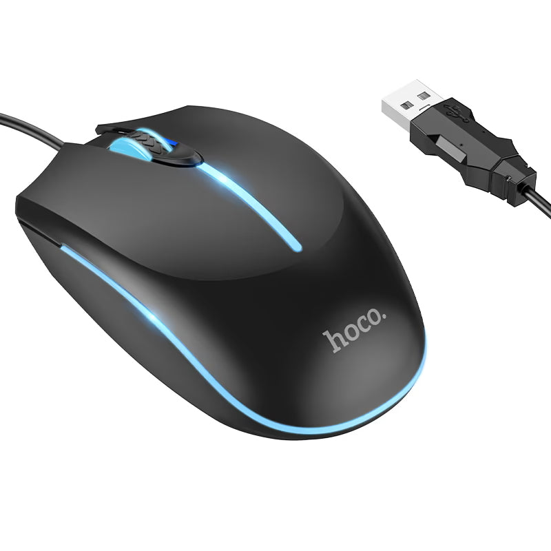 Wired USB Gaming Mouse HOCO GM37, RGB, 2400DPI, Black