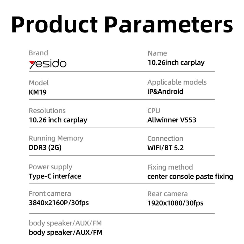 Yesido KM19 Car Navigation, Wi-Fi, 10.26 inch