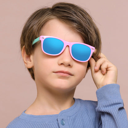 Techsuit D802 Kids' Sunglasses, Polarized, UV Protection, Black Blue