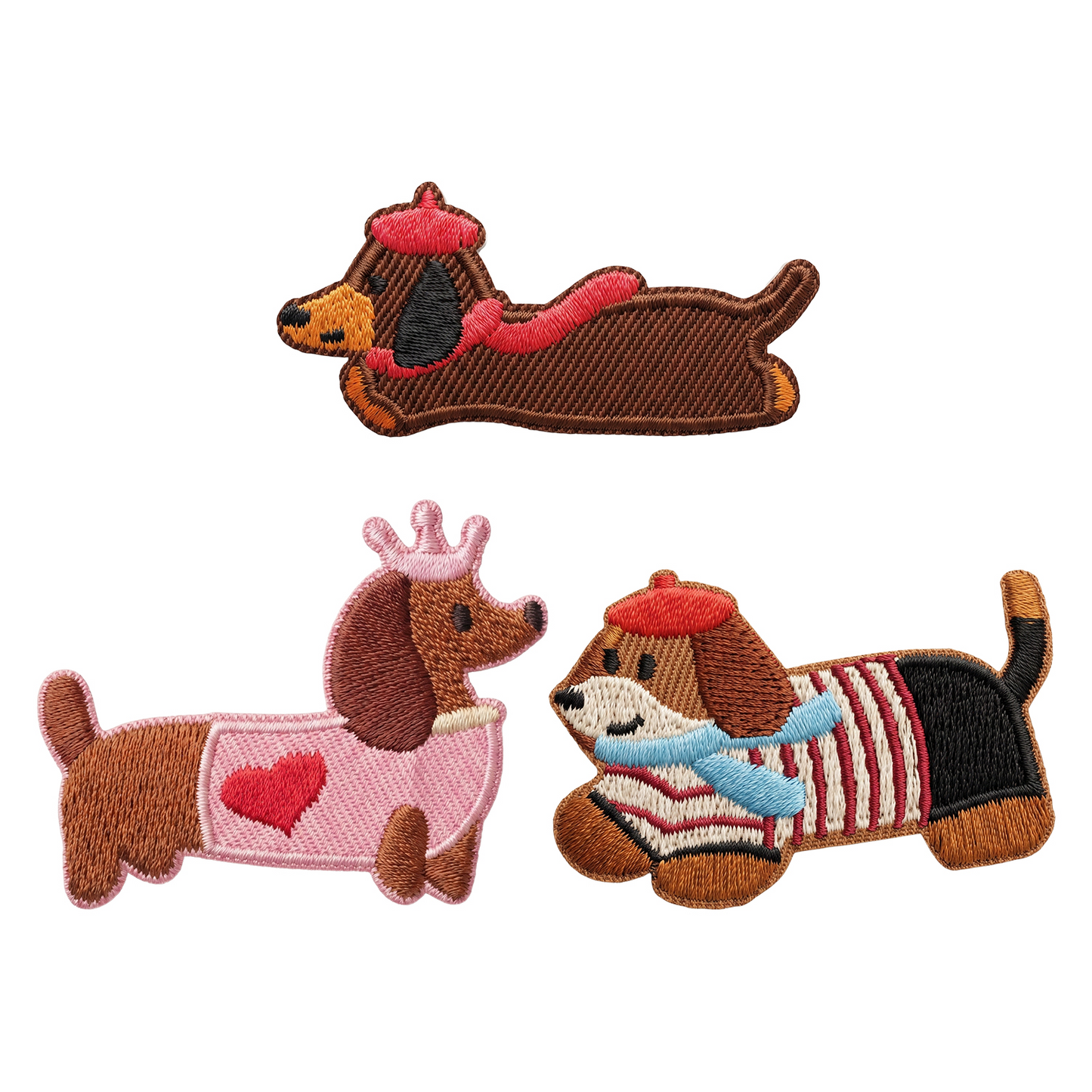 Patch / Textile Patch OEM Dachshund, Set of 3 pieces, Multicolor