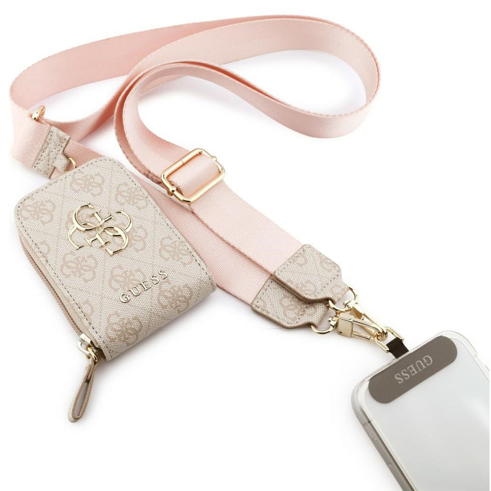 Guess 4G Metal Logo Wallet and Phone Lanyard, Pink