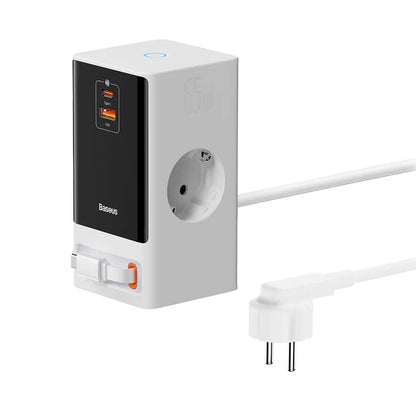 Baseus PowerCombo Extension Cord, 1 x Schuko - 1 x USB-A - 2 x USB-C, White PSLR000602