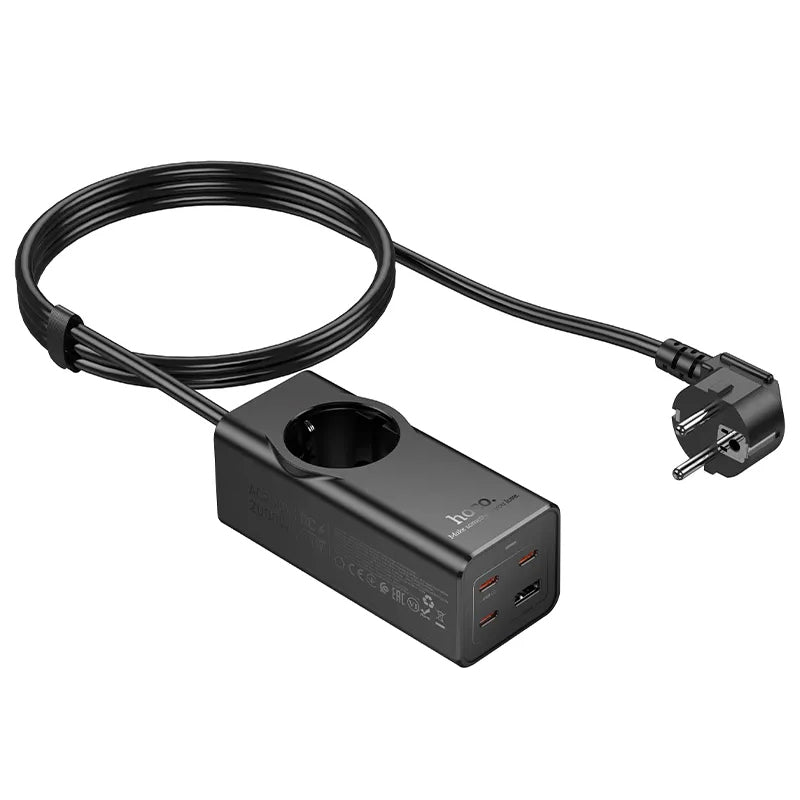HOCO NS9 Extension Cord, 1 x Schuko, Black
