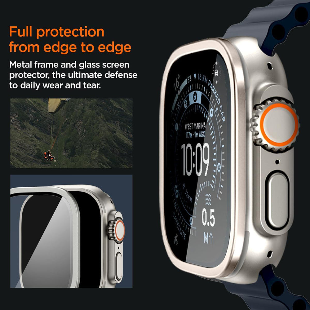 Spigen Tune with Glass Protective Case for Apple Watch Ultra Series, Silver ACS11595