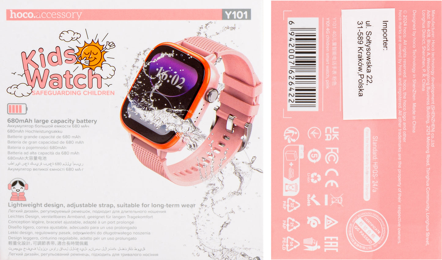 HOCO Y101 Kids Call Smartwatch, Pink