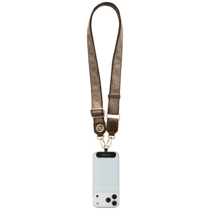 Guess 4G Strass Metal Logo Phone Lanyard, Brown