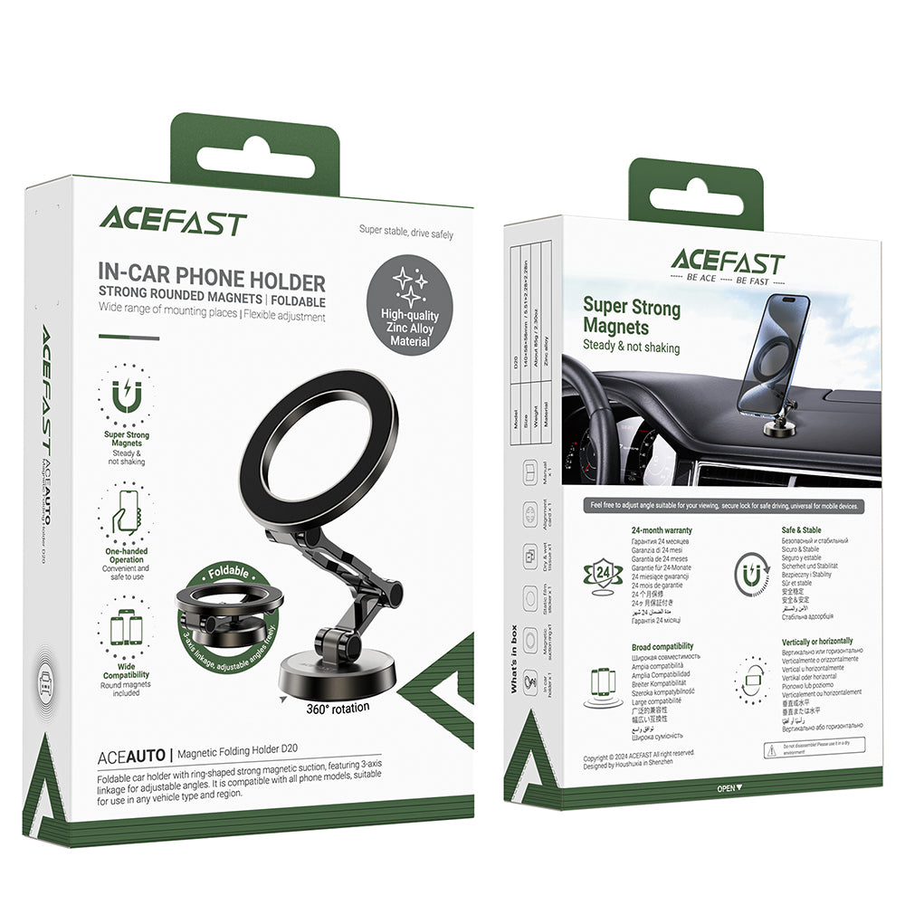 Acefast D20 Magnetic Car Holder, Universal, Grey