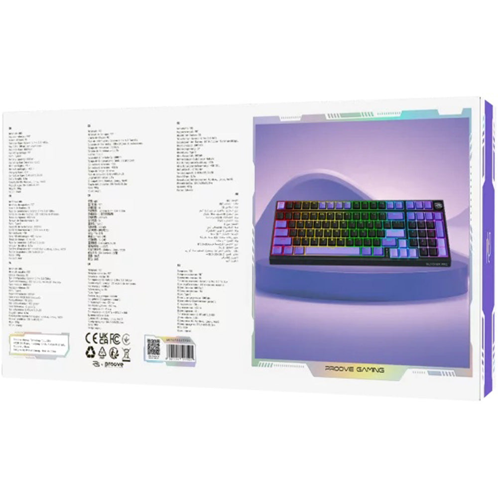 Proove Slicker Pro Wireless Gaming Keyboard, RGB, BT / Wi-Fi / Wired, 1.8m, Black WKSLPEN22416