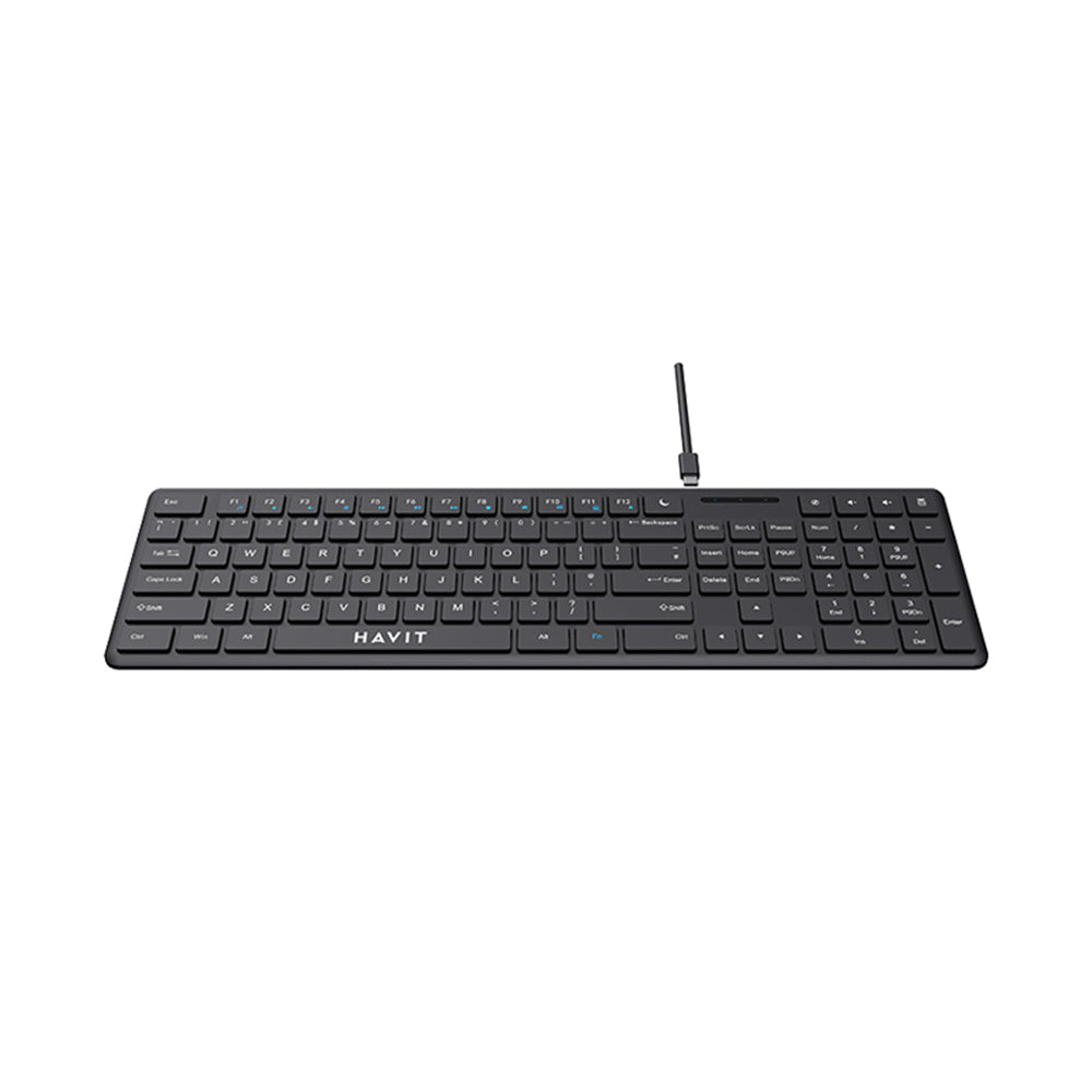 HAVIT KB252 Wired USB Keyboard, USB-C, 1.5m, Black