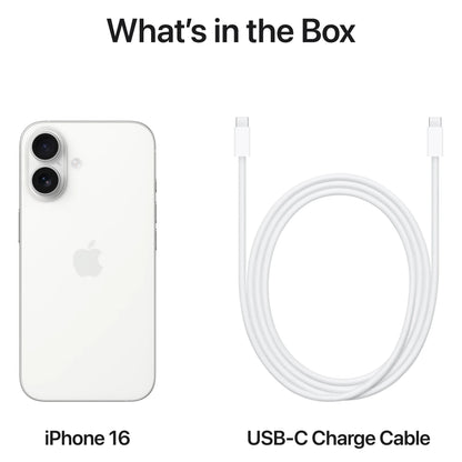 Apple iPhone 16 Mobile Phone, 128GB, White MYE93ZD/A