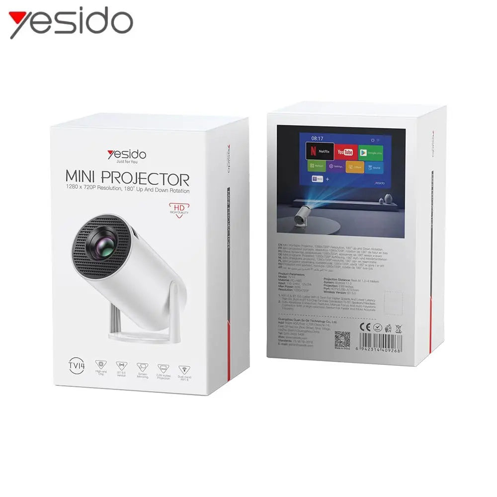 Yesido TV14 Projector, 720P, 120ANSI, White